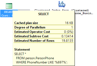Dialog showing a tooltip with additional information for each item in the query plan