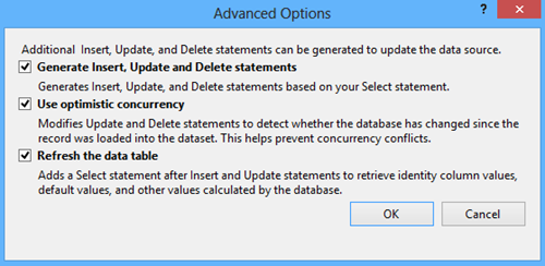 The Advanced Options dialog