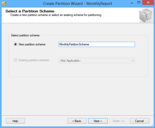 Select a Partition Scheme window