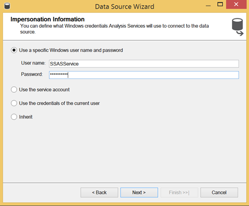 Data Source Wizard - specifying the type of the connection