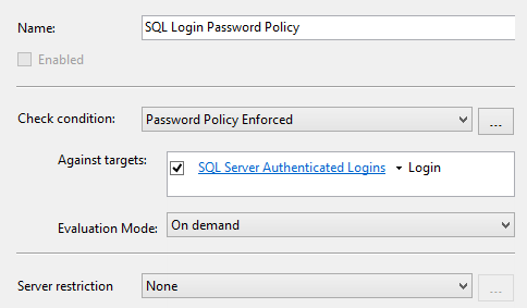 Use the Password Policy Enforced condition for the Check condition value to narrow down the policy targets