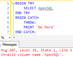 Commands that appear after the THROW statement are not executed at all