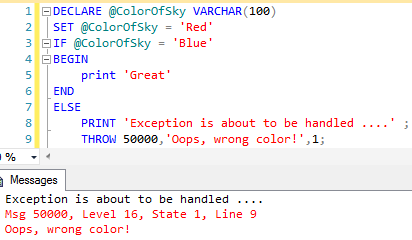 Using THROW statement with semicolon when it is preceded by other T-SQL statements
