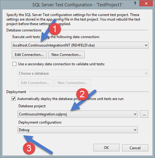 SQL unit testing - Configuring the test project