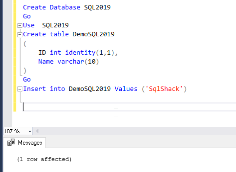 Create database and table to prepare for the demo.