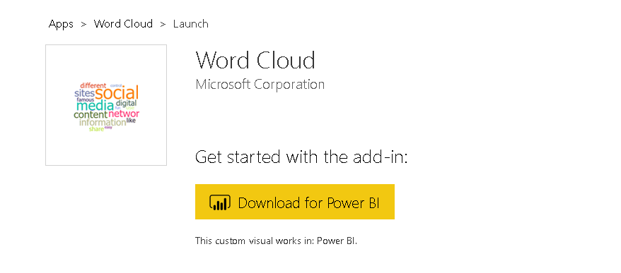 Download Word Cloud App for Power BI