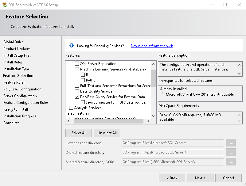 Feature Selection in SQL Server 2019