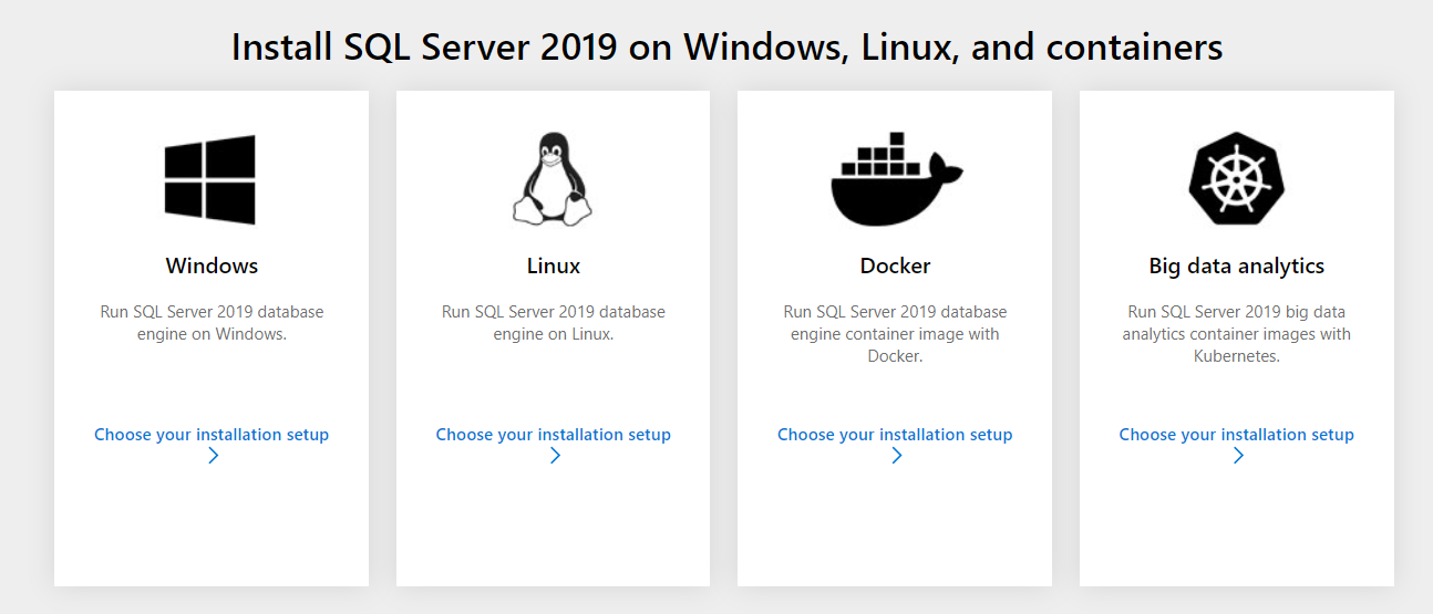 Install 
SQL Server 2019 options on differnt environments