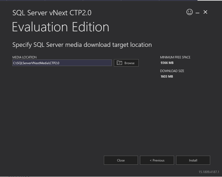 SQL Server vNext CTP2.0 installation media location
