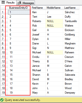 SQL query results ordered by a particular column