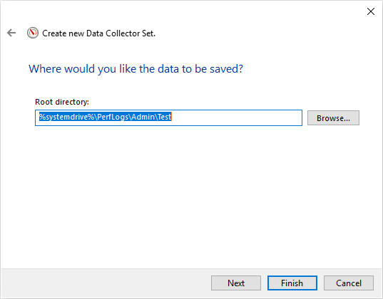 Using SQL Server monitoring tools to specifiy output location of saved performance data