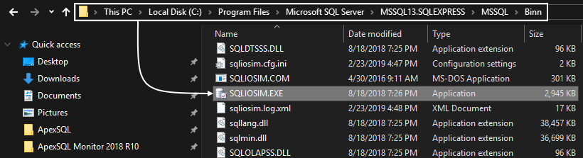Locating SQL Server monitoring tools exe to open SQLIOSIM.exe