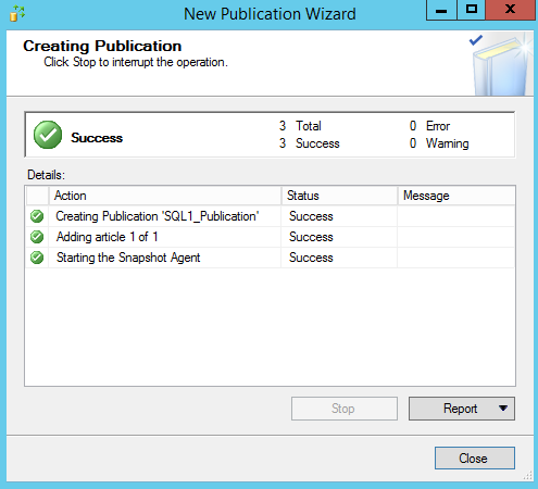 New Publication Wizard - Creating Publication