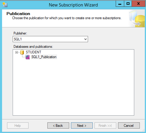 New Subscription Wizard - Publication