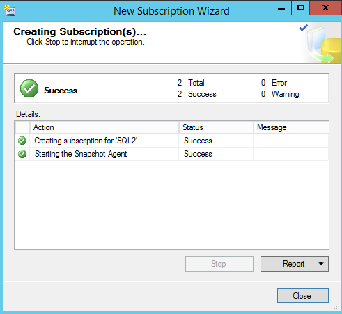 SQL Server replication - New Subscription Wizard -  creating subscriptions
