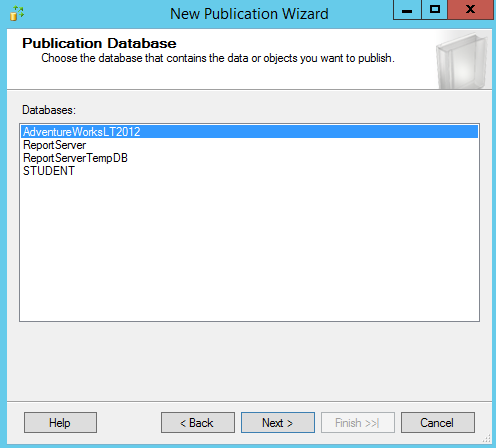SQL Server replication - New Subscription Wizard - databases