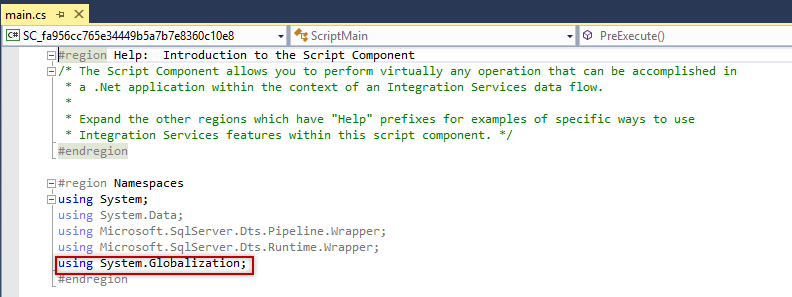 SSIS - Script Transformation Editor - Inputs and Outputs - Script source
