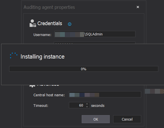 Database auditing tool - Installing Auditing agent components
