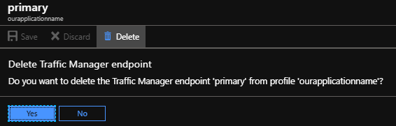 Alternatively, we can remove the traffic manager endpoint and re-add it