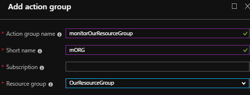 Notice how our naming follows the pattern of our resource group naming - this makes our Azure cost organization easier