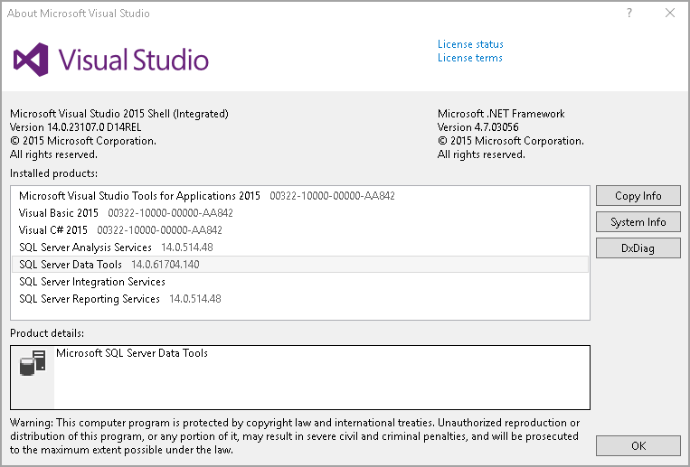Visual Studio version and edition