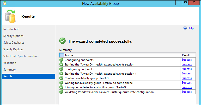Windows Failover Cluster validation in the new Availability Group configuration