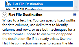 this image shows the description of ssis flat file destination component from the toolbox
