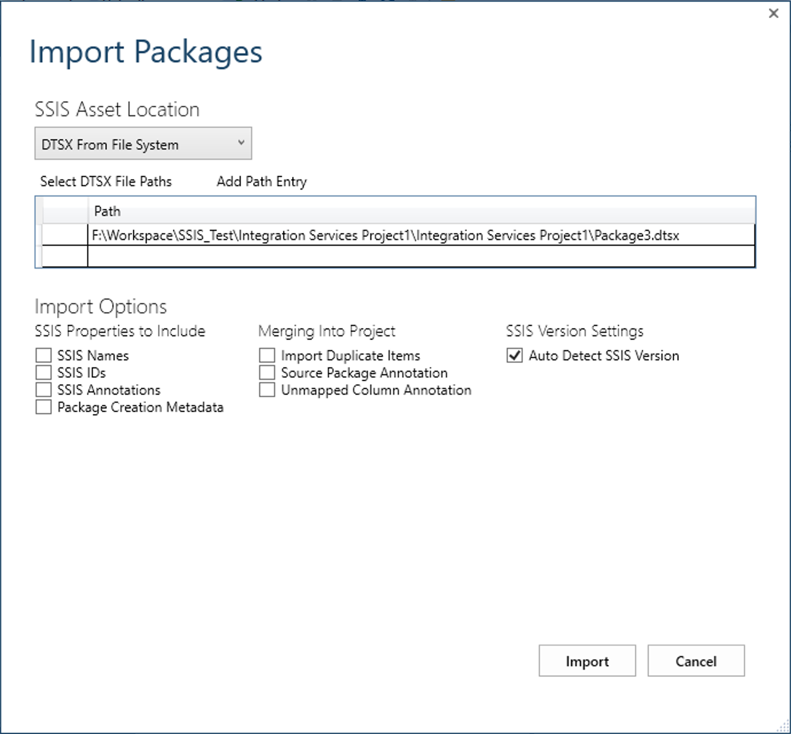 BimlExpress Import packages tool