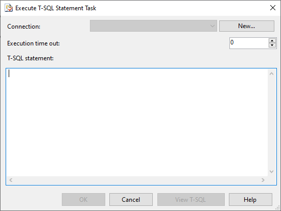 Execute T-SQL statement task editor form