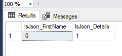 using ISJSON() (SQL Server JSON function) to check if a column value is JSON