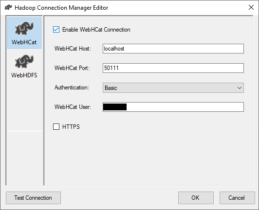 Configuring a WebHCat connection to be used by Hadoop components