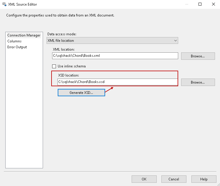 Generate XSD in SSIS package
