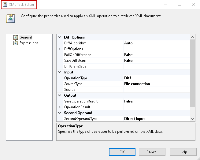 XML task editor in SSIS Package