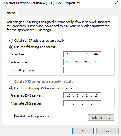 Assign static IP address 