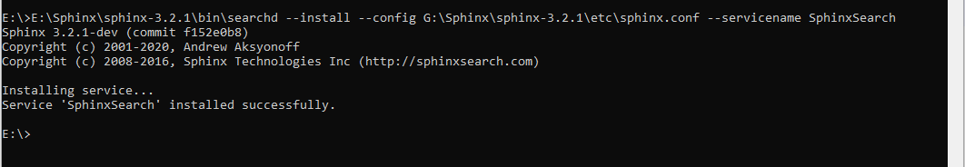 Creating a Windows service for the Sphinx search engine