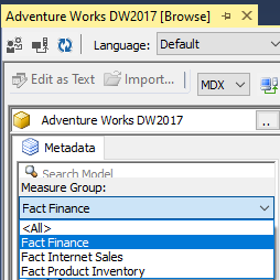 Measure Group filtering can be done using SSMS
