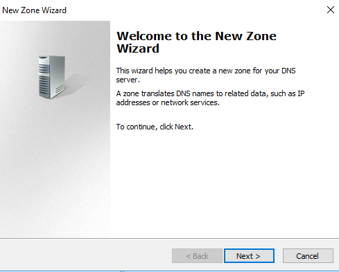 new zone wizard