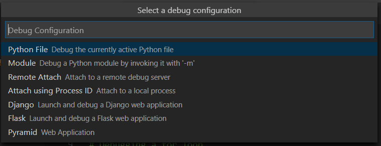 Selecting Debug Configuration in VS Code