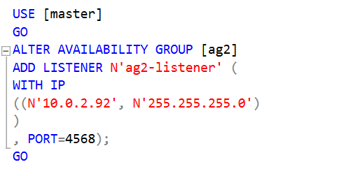 Create a listener for the secondary availability group