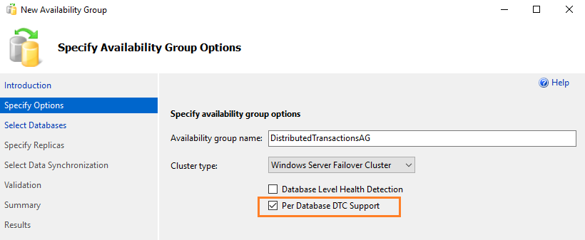 Per Database DTC support