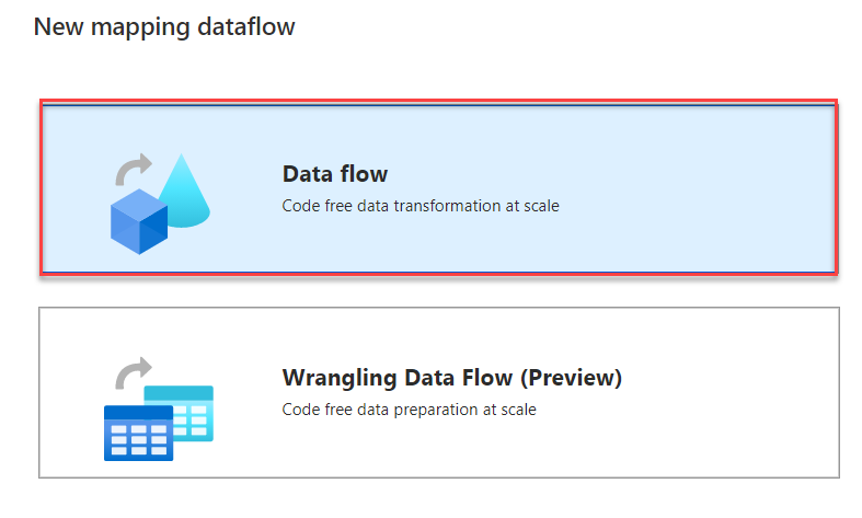 Mapping Data Flow type