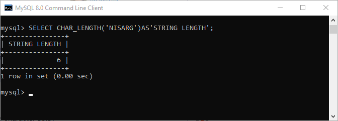 CHAR_LENGTH function example
