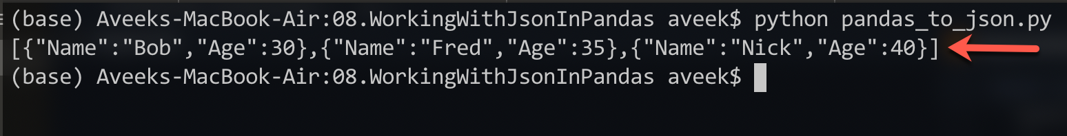Converting Pandas DataFrame to JSON
