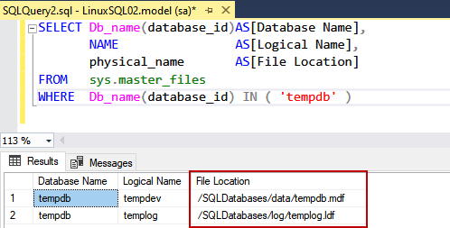 Database files of TempDB databases has been moved