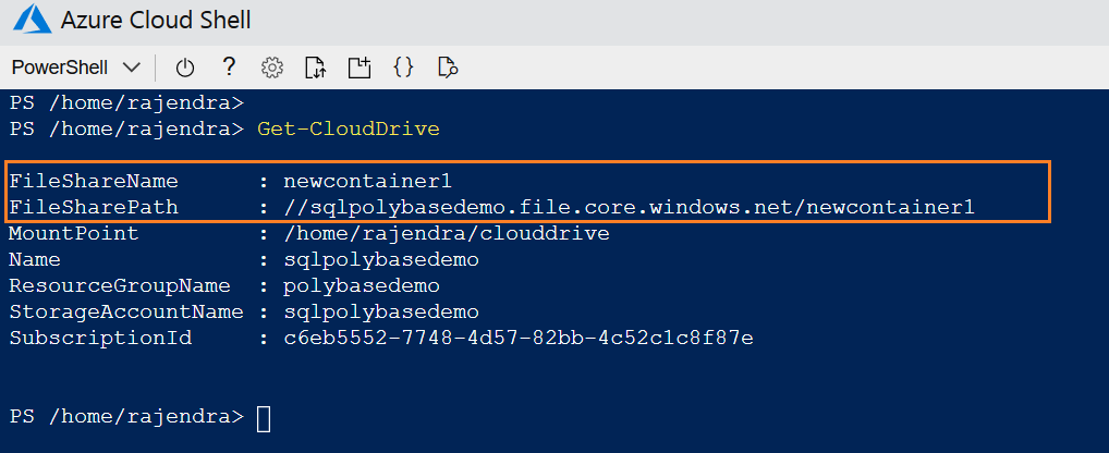 File share path for new container