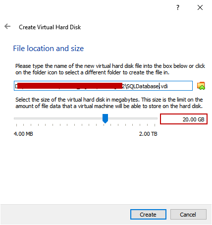 Specify the virtual disk location