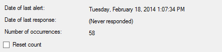 History tab - see how many times the SQL Server alert has occurred