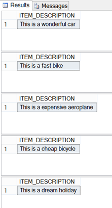 Dialog showing the results after executing the SQL Server cursor