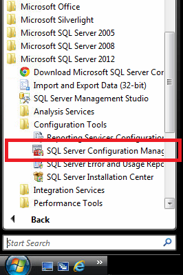 Figure illustrating clicking on the SQL Server Configuration Manager