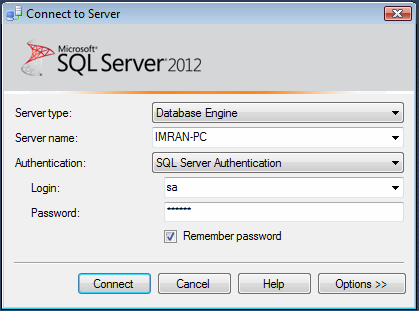 Connecting to SQL Server - Providing credentials